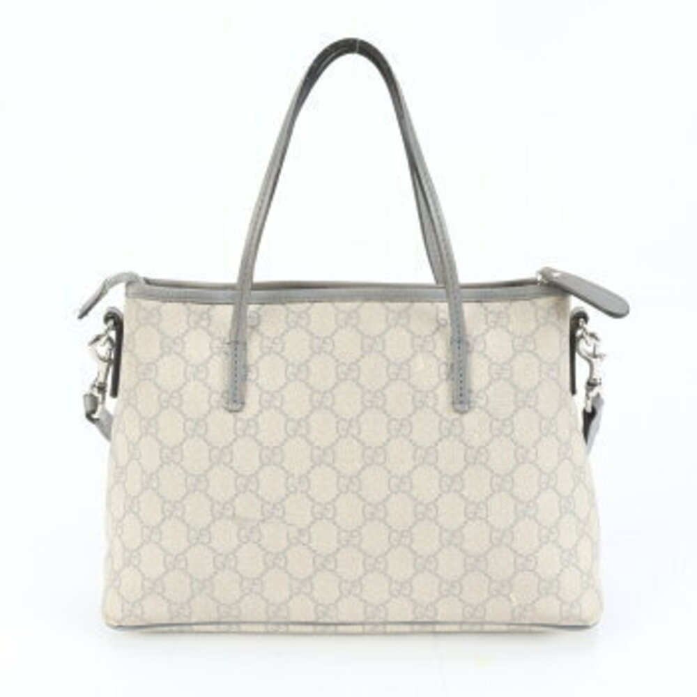 Gucci GG Supreme Leather Shoulder Bag Crossbody Handbag Tote Gray - Picture 3 of 10
